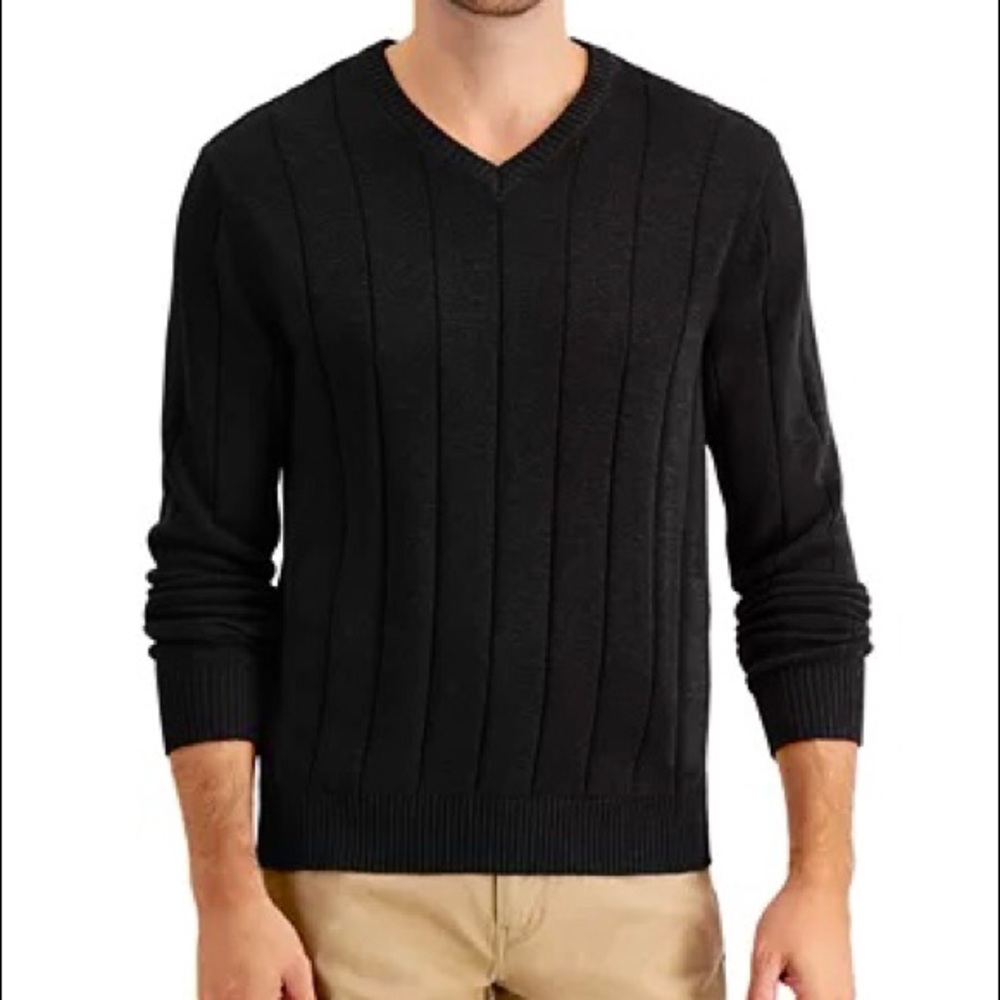NWT Club Room Black V-Neck Knit Sweater